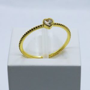 Anillo plata enchapada en oro corazon
