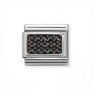 Link composable classic pave negro plata