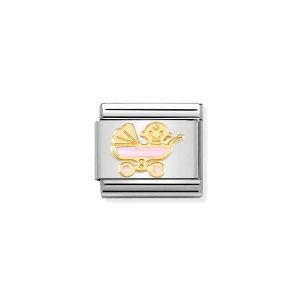 Link composable classic cochecito rosa y oro