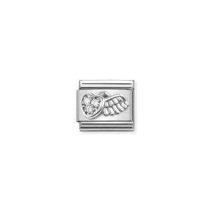 Link composable classic corazon alado plata y cz