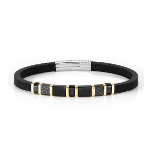 Pulsera city decorada negro oro