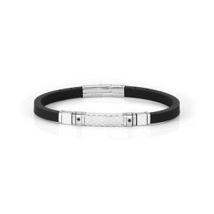 Pulsera city piedra negra placa decorada