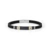 Pulsera city piedra negra placa decorada dorado