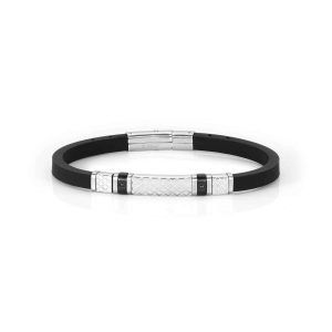Pulsera city piedra negra placa decorada negra
