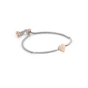 Pulsera milleluci corazon acero y oro rosa