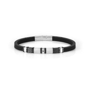 pulsera city acero decorada plata