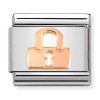 Composable link candado oro rosa