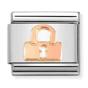 Composable link candado oro rosa