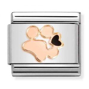 Composable link huella perro negro oro rosa