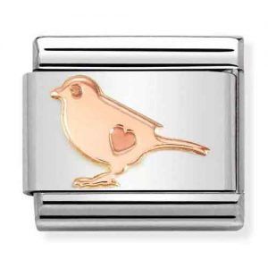 Composable link pajaro corazon oro rosa