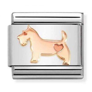 Composable link perro corazon oro rosa