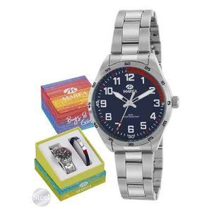 Reloj marea pulsera plata esfera detalle rojo