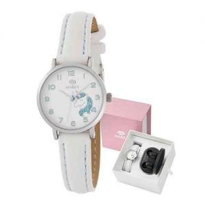 Reloj marea auriculares esfera blanca unicornio azul