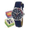 Reloj marea pulsera azul marino esfera plata