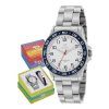 Reloj marea pulsera plata esfera blanca y azul marino