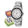 Reloj marea pulsera plata esfera blanca y negra
