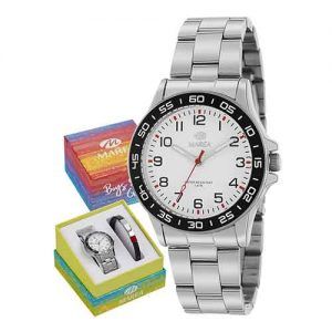 Reloj marea pulsera plata esfera blanca y negra