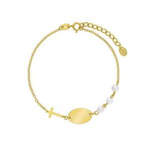 Pulsera con cruz comunion oro