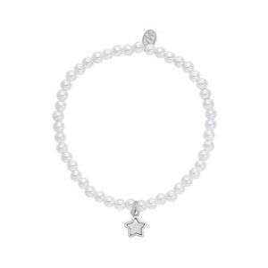 Pulsera perlas estrella plata