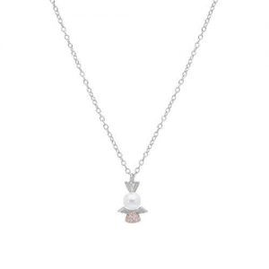Colgante Angelito rosa plata