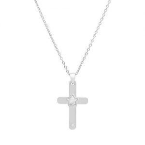 Colgante cruz estrella plata