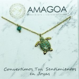 Colgante tortuga verde oro