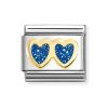 Link corazón doble brillo azul