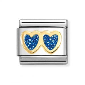 Link corazón doble brillo azul