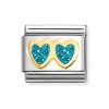 Link corazón doble brillo celeste