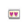 Link corazon doble brillo rosa
