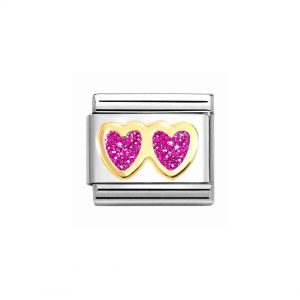Link corazon doble brillo rosa