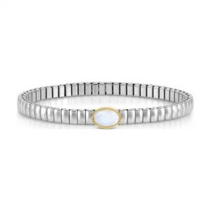 Pulsera brazalete piedra blanca