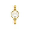 reloj dorado esfera blanca