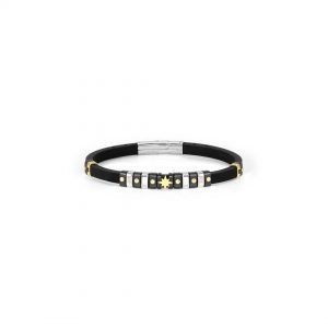 pulsera estrella plata-negra-dorada piedras
