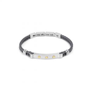 pulsera manvision plata-negra detalle oro-gris