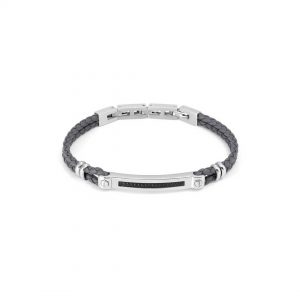 pulsera manvision plata negra-gris