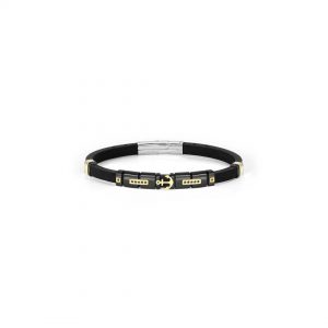 pulsera ancla negra oro
