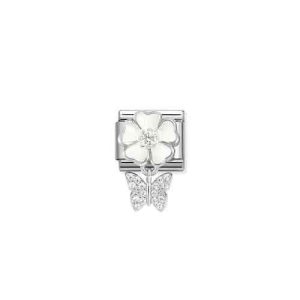 Link Nominatión silver shine flor blanca mariposa