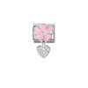 Link Nominatión silver shine flor rosa corazón