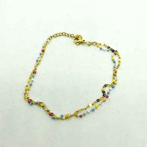 Pulsera Tobillera Oro Perlas Color