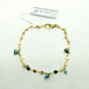 Pulsera Tobillera Oro Piedras Azul
