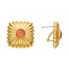Pendientes Luxenter Cuadrado Piedra Coral Oro