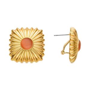 Pendientes Luxenter Cuadrado Piedra Coral Oro
