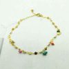 Pulsera Tobillera Oro Piedras Color
