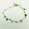 Pulsera Tobillera Oro Piedras Ovaladas Color